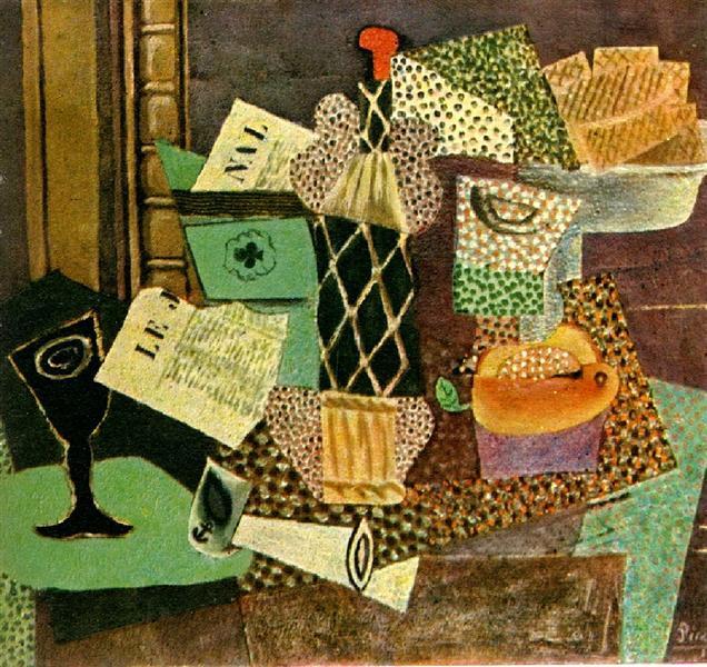 Pablo Picasso, Novine i boca ruma, 1914.